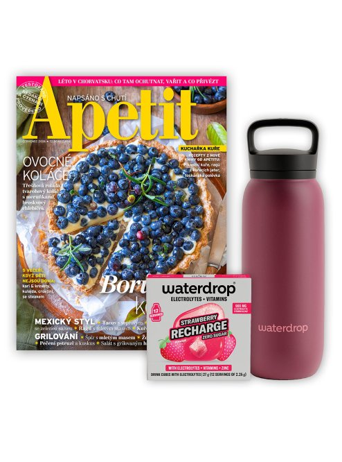 ROČNÍ PŘEDPLATNÉ APETIT + SET WATERDROP TERMOSKA