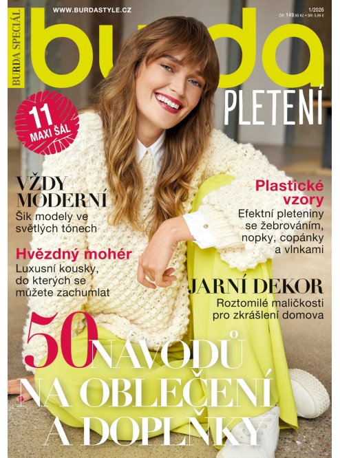 AKTUÁLNÍ VYDÁNÍ BURDA PLETENÍ 01/2026
