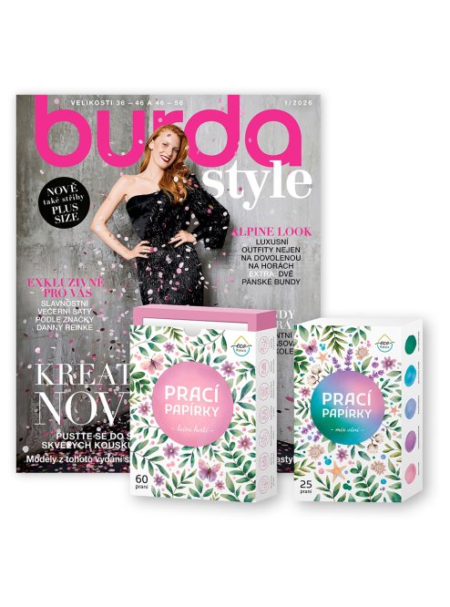ROČNÍ PŘEDPLATNÉ BURDA STYLE + PRACÍ PAPÍRKY ECOHAUS (MIX VŮNÍ)