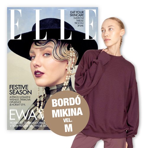 Roční předplatné + mikina ELLE x KINOKO (bordó)
