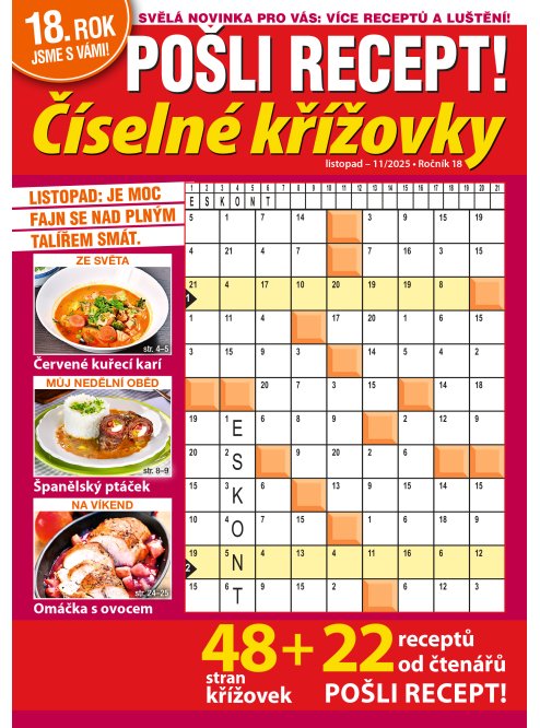 Roční předplatné Pošli recept Číselné křížovky se slevou