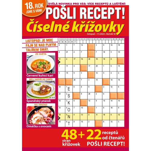 Roční předplatné Pošli recept Číselné křížovky se slevou
