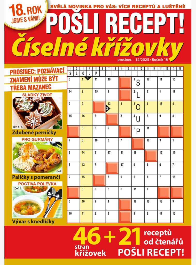 Pošli recept Číselné křížovky