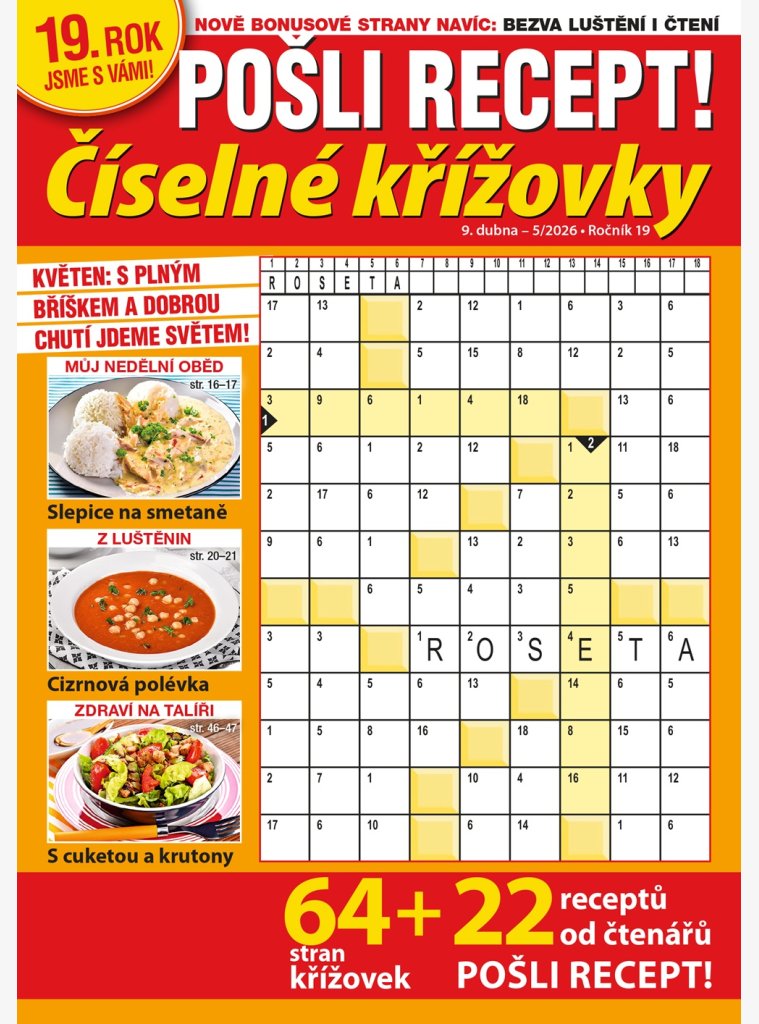 Pošli recept Číselné křížovky