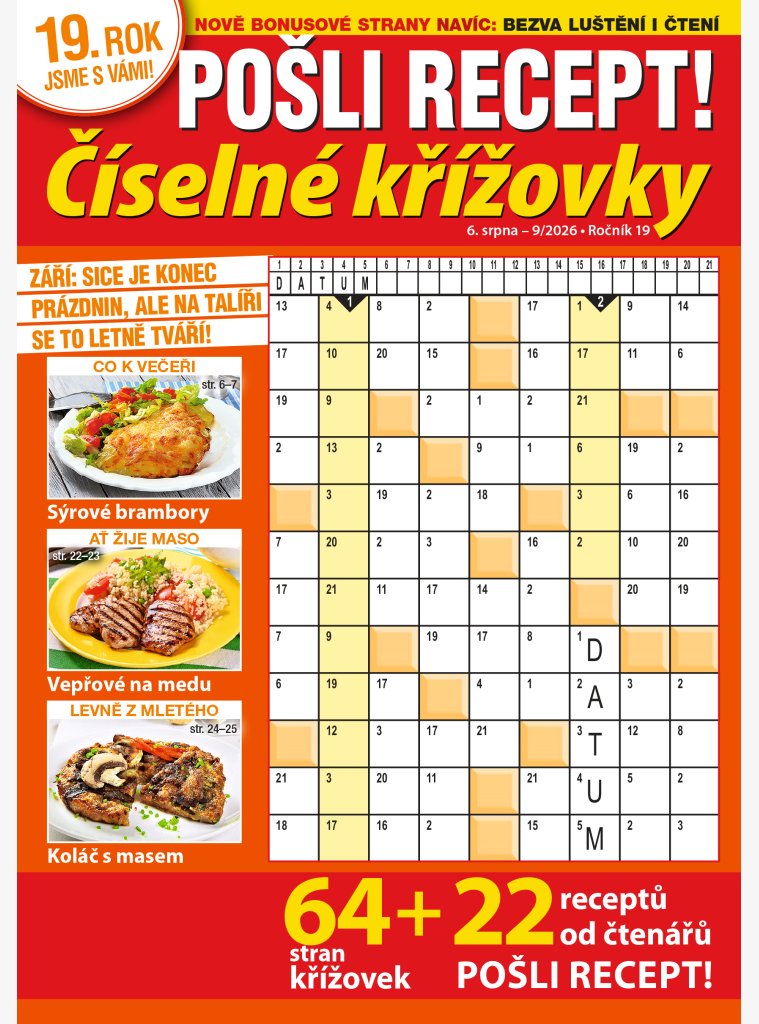 Pošli recept Číselné křížovky