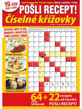 Pošli recept Číselné křížovky Pošli recept Číselné křížovky