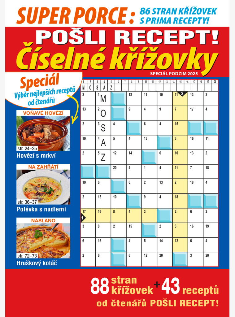 Pošli recept Superporce Číselné křížovky Pošli recept Superporce Číselné křížovky