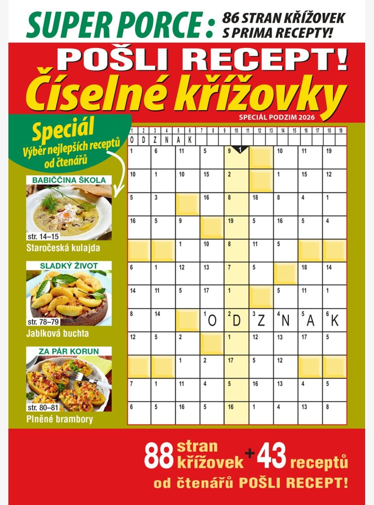 Pošli recept Superporce Číselné křížovky