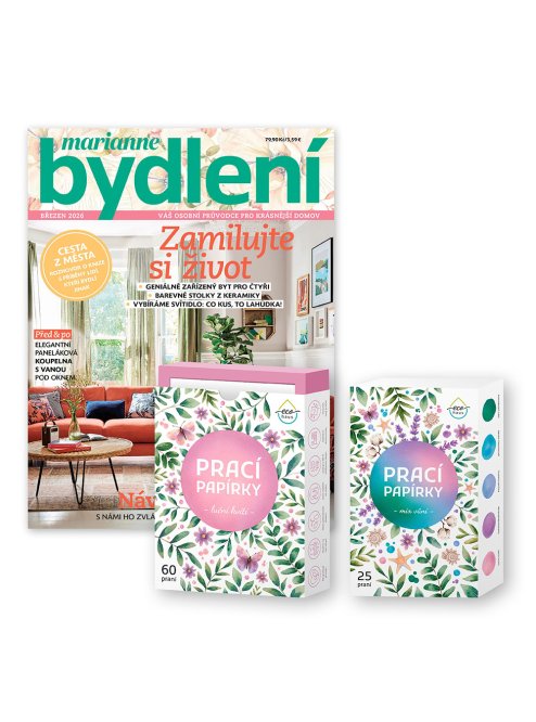 ROČNÍ PŘEDPLATNÉ MARIANNE BYDLENÍ + PRACÍ PAPÍRKY ECOHAUS + DIGI VERZE ZDARMA