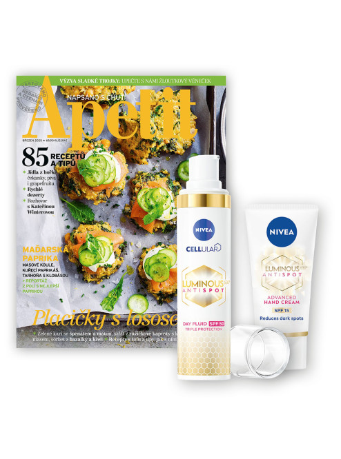 ROČNÍ PŘEDPLATNÉ APETIT + NIVEA CELLULAR LUMINOUS630 (2 ks) + DIGI VERZE ZDARMA