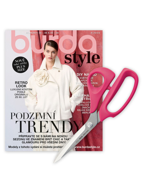 ROČNÍ PŘEDPLATNÉ BURDA STYLE + KREJČOVSKÉ NŮŽKY KAI - RŮŽOVÉ