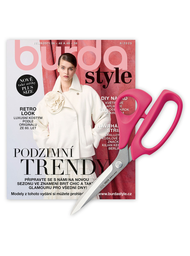 ROČNÍ PŘEDPLATNÉ BURDA STYLE + KREJČOVSKÉ NŮŽKY KAI - RŮŽOVÉ