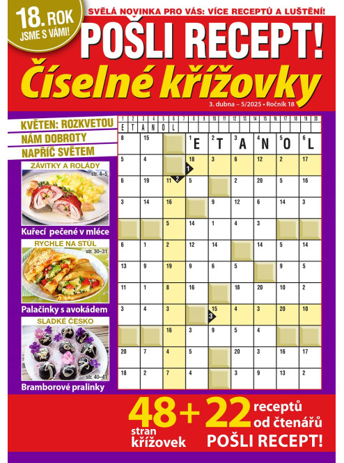 Roční předplatné Pošli recept Číselné křížovky se slevou