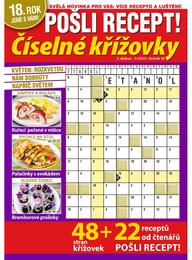 Roční předplatné Pošli recept Číselné křížovky se slevou