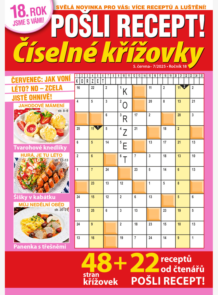 Pošli recept Číselné křížovky Pošli recept Číselné křížovky