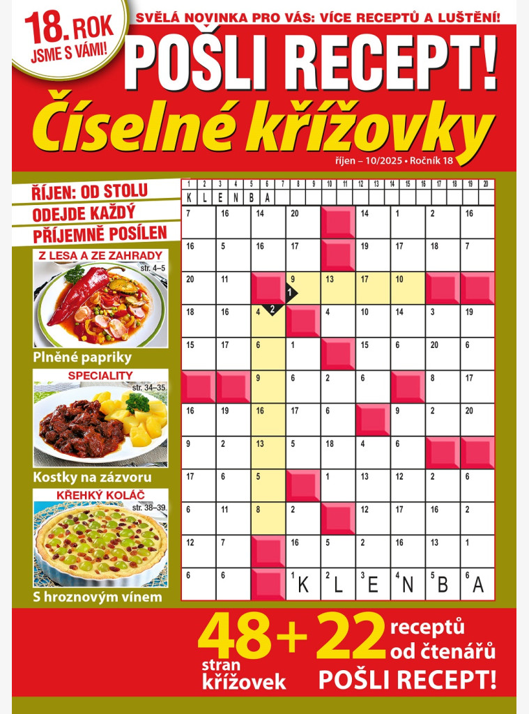 Pošli recept Číselné křížovky