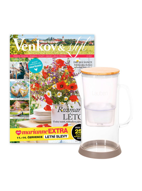 ROČNÍ PŘEDPLATNÉ MARIANNE VENKOV A STYL + FILTRAČNÍ KONVICE LAUBEN + DIGI VERZE ČASOPISU ZDARMA