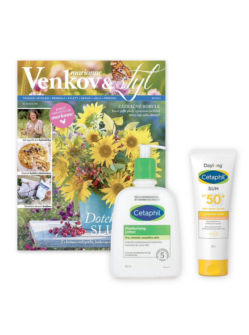 ROČNÍ PŘEDPLATNÉ MARIANNE VENKOV A STYL + SLUNEČNÍ PÉČE CETAPHIL DAYLONG + DIGI VERZE ZDARMA